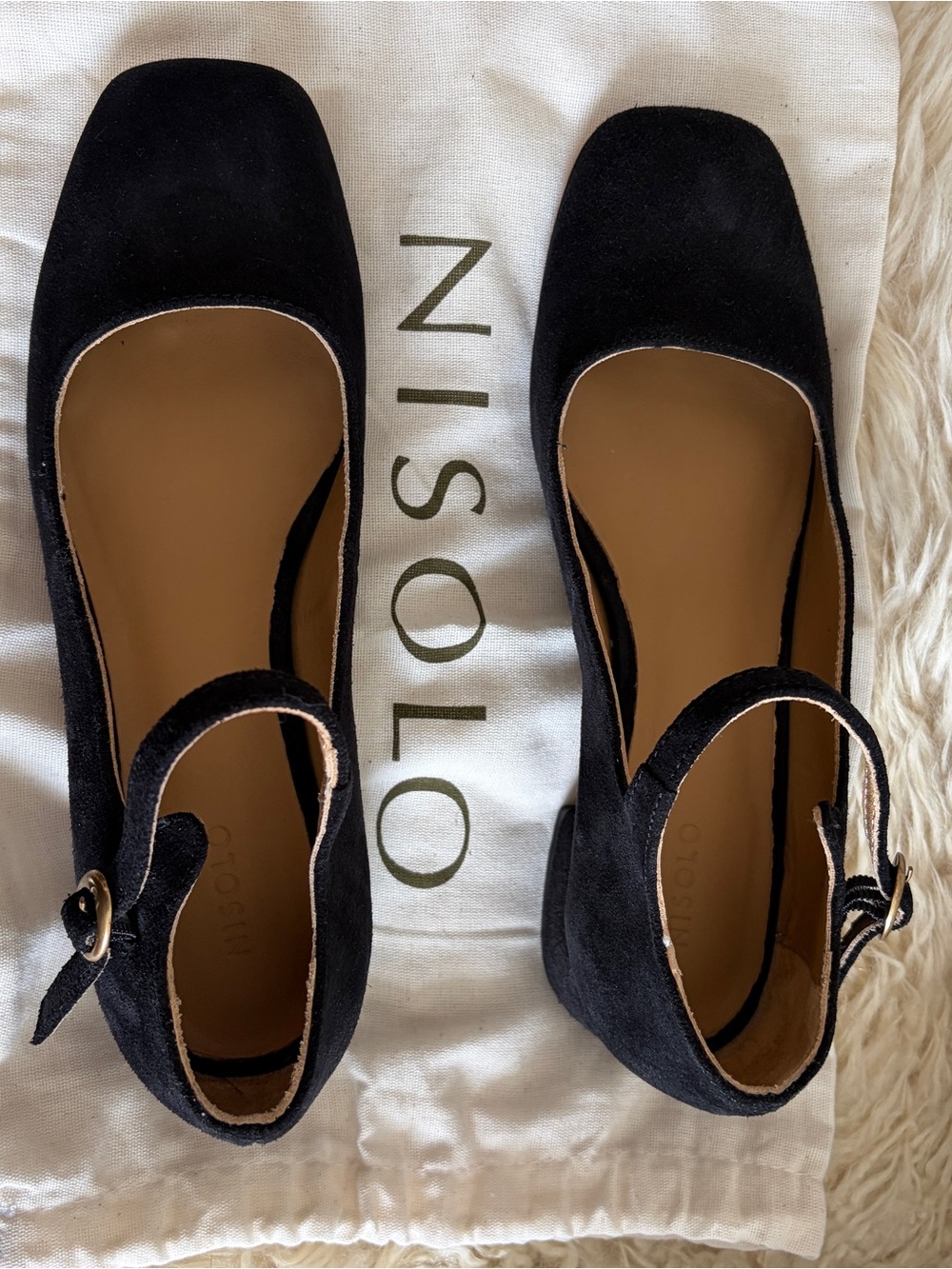 Nisolo Black Suede Mary Jane Block Heels NEW